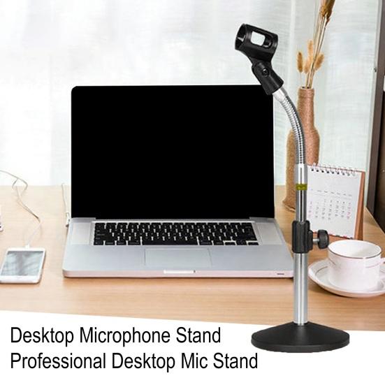 Desktop Microphone Stand Gooseneck Metal Heavy Duty Mic Holder for Handheld Microphones