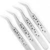 High-Grade Nine-Hole Stainless Steel Jewelry Tweezers: Bent & Straight, Long Thin Tip for Gems, Nails, and Eyebrows
