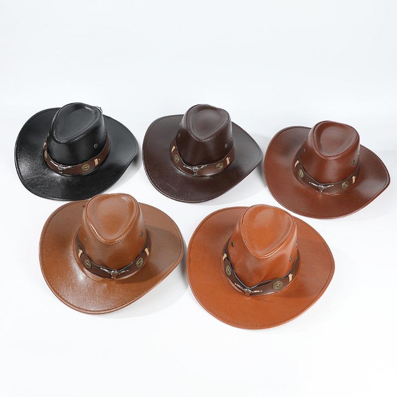 New Western Personality Edge Leather Sun Hat Camping Outdoor Beach Sun Hat
