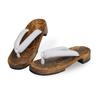 Amemmari Summer Yukata Geta Solid Cotton and Size Comfortable Thick and Soft Ukon Rubber Burnt Paulownia Natural Wood Pale Women's Sandals, Linen, F,