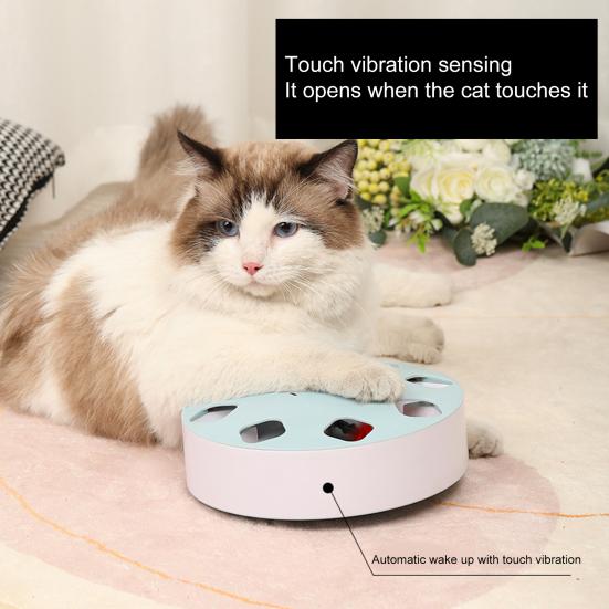 Electric Cat Toy 8 Holes Design Replaceable Feather Intelligent Bite Resistant Automatic On/Off Relieve Boredom ABS Indoor Electric Smart Pet Cat