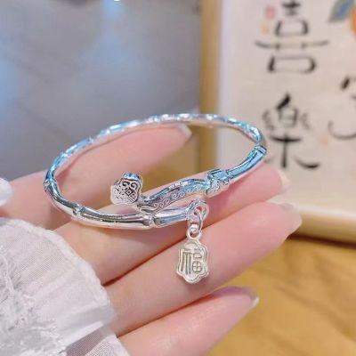Ruyi bamboo open bracelet simple niche design high-end bracelet new Chinese style blessing bracelet light luxury