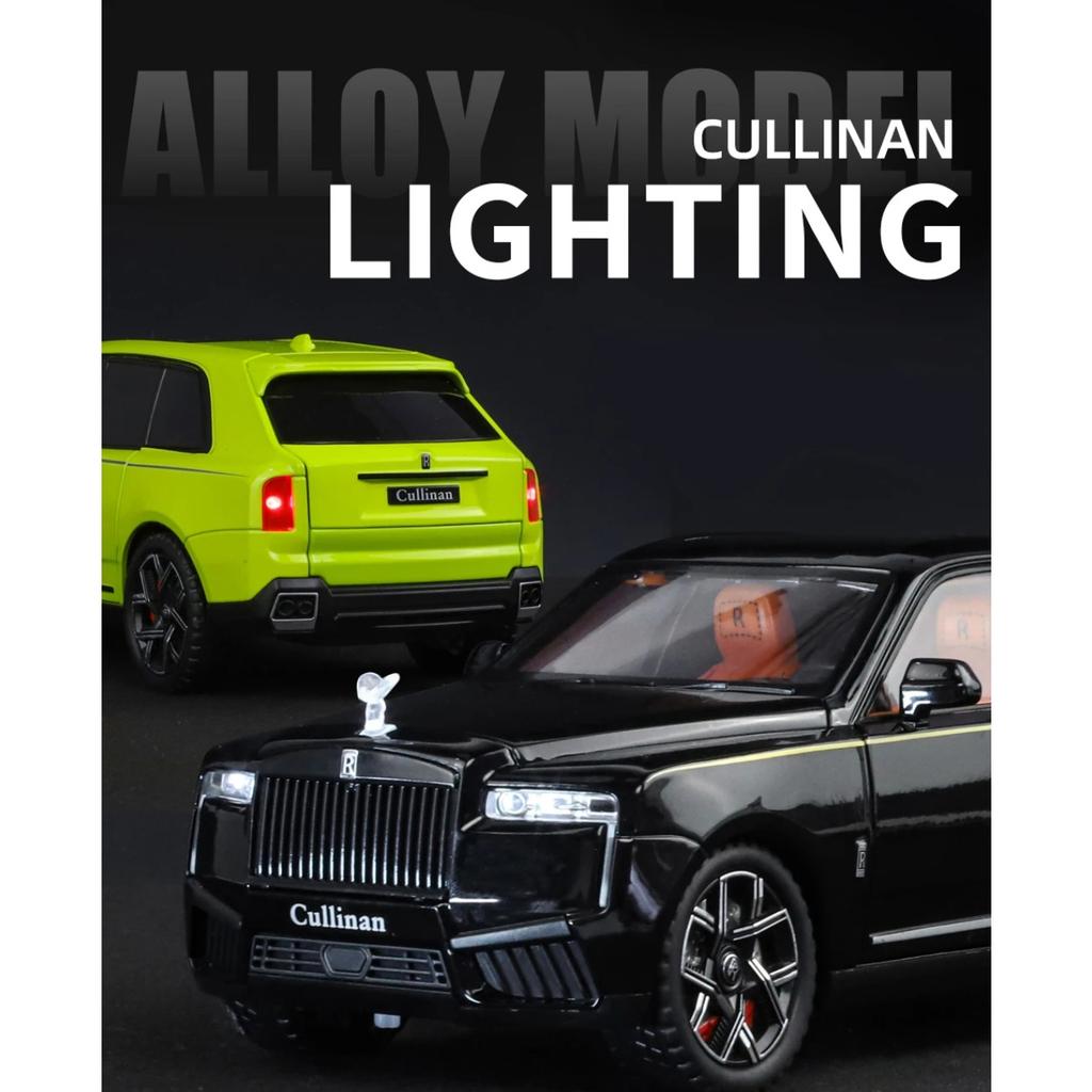 1/24 Rolls Royce Cullinan SUV Alloy Diecast Model Metal Vehicle Ornament Front Wheel Steering Pull Back Toy Trendy Gift for Boys