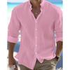 Men's Summer Autumn White Shirt Man Long Sleeve Cotton Linen Shirt Solid Clothing