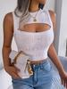 Europäisch-Amerikanischer Stil Sexy Ausgeschnitten Ärmellos Schlank Geschnitten Crop Top Strickware für Damen