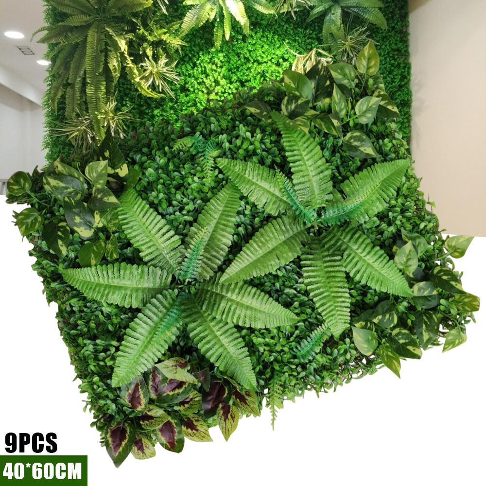 

Grass Wall Artificial Plant Wall Panels 60*40cm (9pcs) Privacy Hedge Fence Screen with UV Protection Greenery Backdrop зелёный