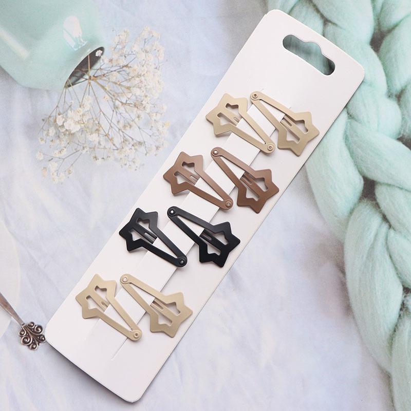 8Pcs/set Japanese Korean New Coffee Color Matte Bb Clip Metal Bangs Broken Hairpin DIY Paint Hairpin Hair Accessories