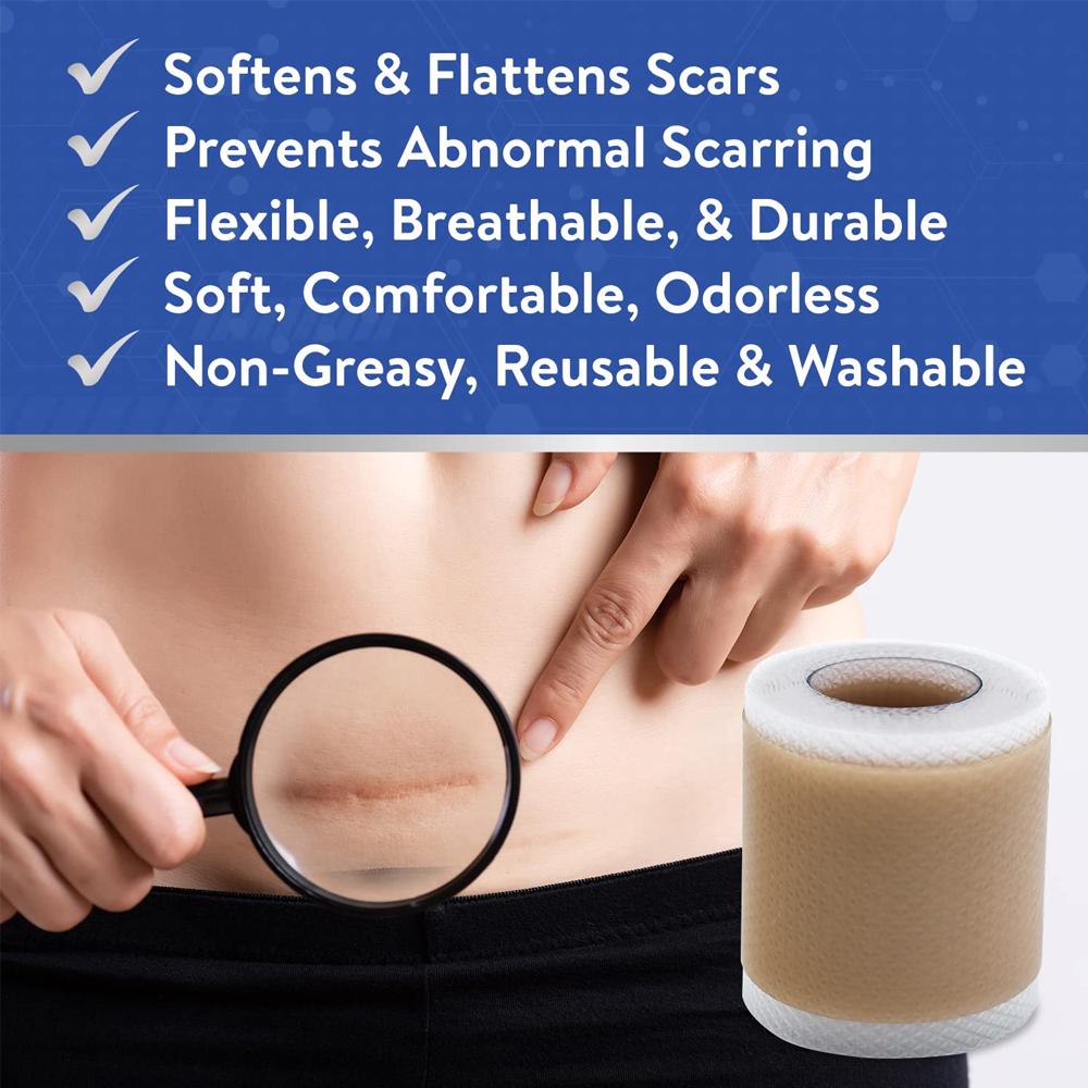 1 Roll Easy-Tear Silicone Gel Tape Roll - Medical Grade Wound Dressing, Sticky Bandage, Latex-Free, Adhesive, Soft Flexible