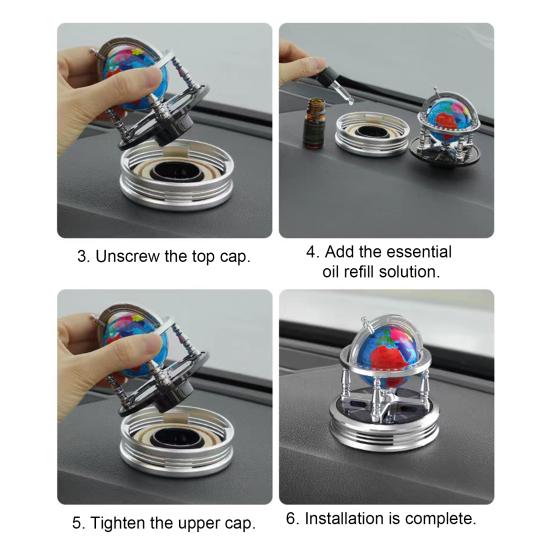 Carro Solar Globo Aromaterapia Rotativo Perfume Decoração Purificador de Ar Ecológico Liberação Eliminador de Odores Fragrância Segura