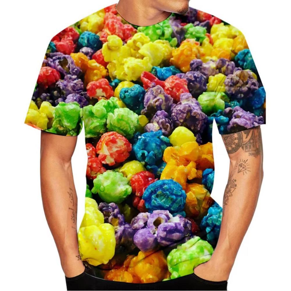 Popcorn 3D Printed Funny T Shirts Men Women Clothing Summer Short Sleeve T-Shirt Kids Trendy Casual Y2k Streetwear Tops Tees