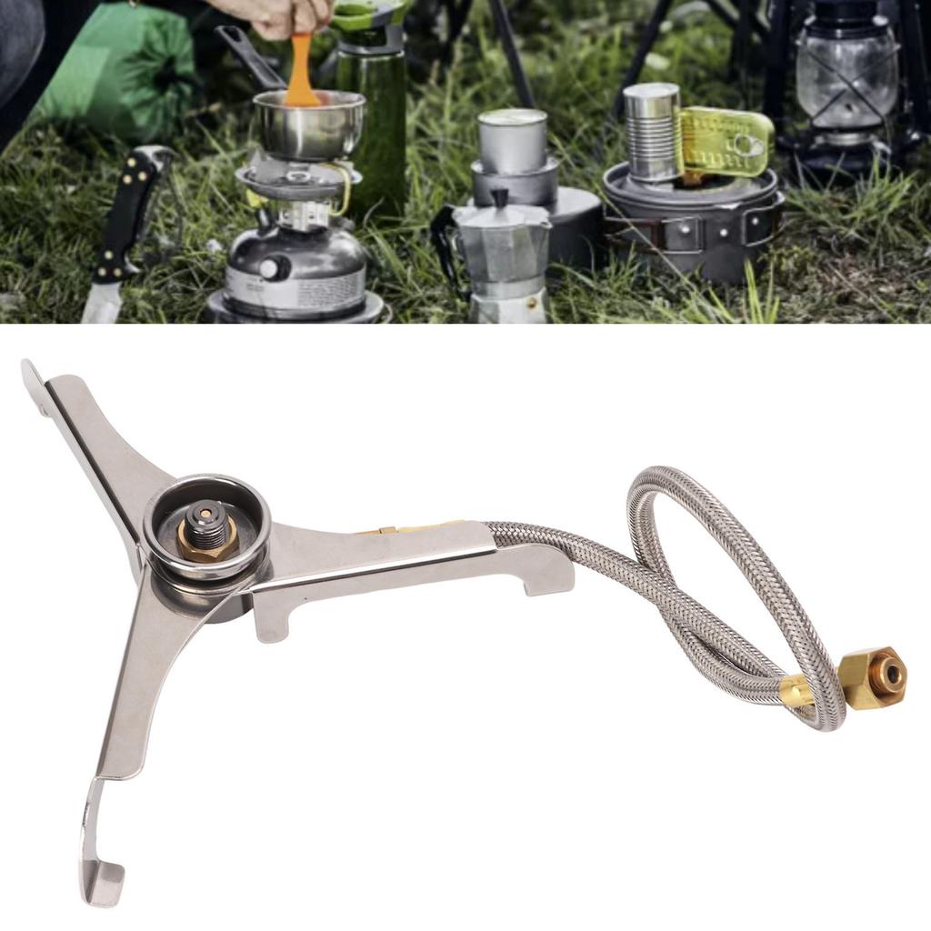 Outdoor Tripod Gas Stove Connector Foldable Heat Resisting Portable Camping Stove Long Tank Converter for Outdoor