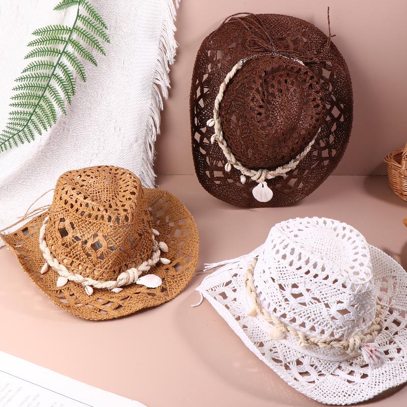 Vintage Western Cowboy Sun Hat Men Women Straw Hat Outdoor Travel Ethnic Style Gift Uv Protection Cap Chapeau Beach Hat