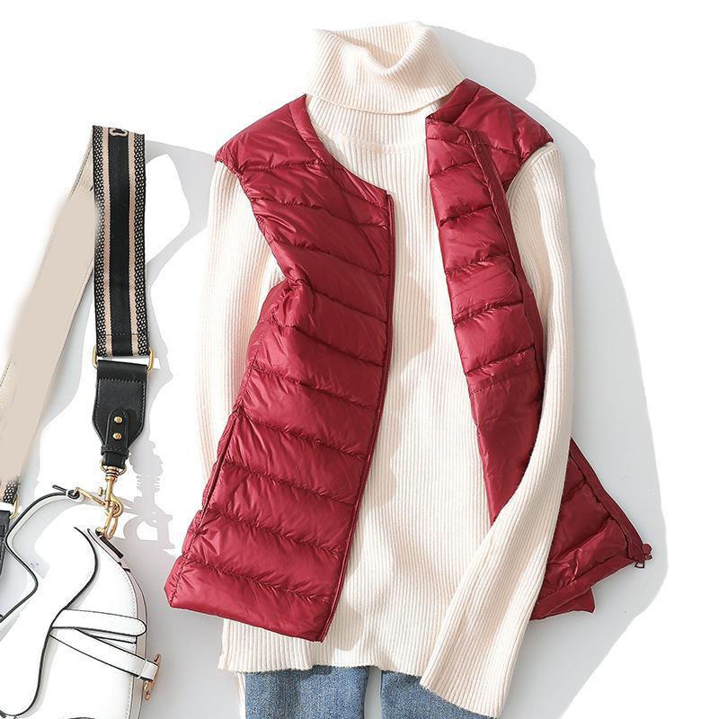 Damen Ultraleichte Daunenweste Leichte Weste Damen Winddicht Warm Weiß Ärmellos Entendaunenjacke Mantel