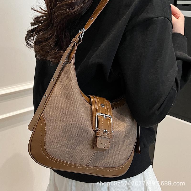 Retro Casual Armpit Bag 2025 Spring New Bag Women's Versatile Fashion Portable Shoulder Bag Commuter Messenger Bag