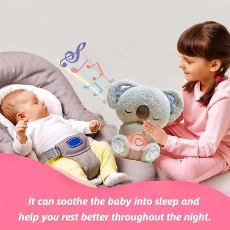 Baby Sound Machine Soothe Snuggle Breathing Otter Koala Sleep Plush Pillows Toy with Music Lights for Newborn Hanging Toy Gift