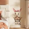Cute Rabbit with Bow Creative Wall Stickers, Self-Adhesive Decor for Bedroom Living Room Background Decoration