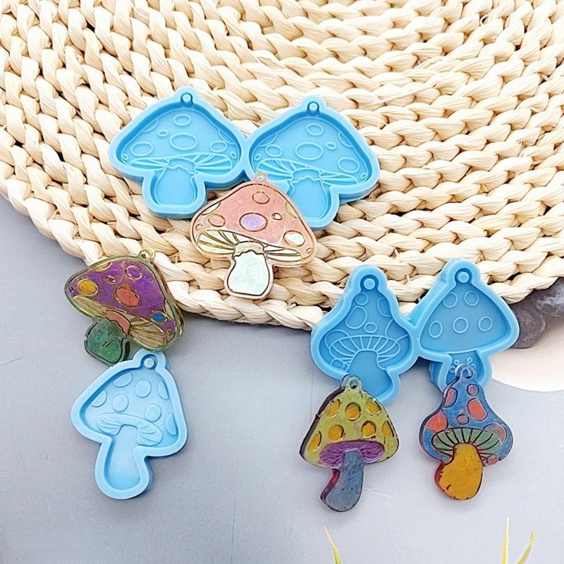 Unique Earring Molds Mushroom Earring Silicone Molds with Hole Resin Casting Molds for DIY Women Fashion Jewellery