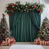 Dark Green Elastic Fabric Christmas Curtain for Party Decoration