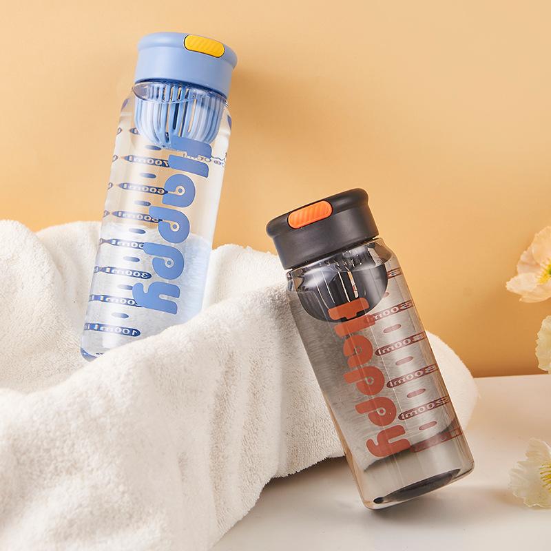 Letter Water Cup with Tea Strainer, Portable Plastic Water Cup, Silicone Hand-held Direct Drinking Cup, Space Cup