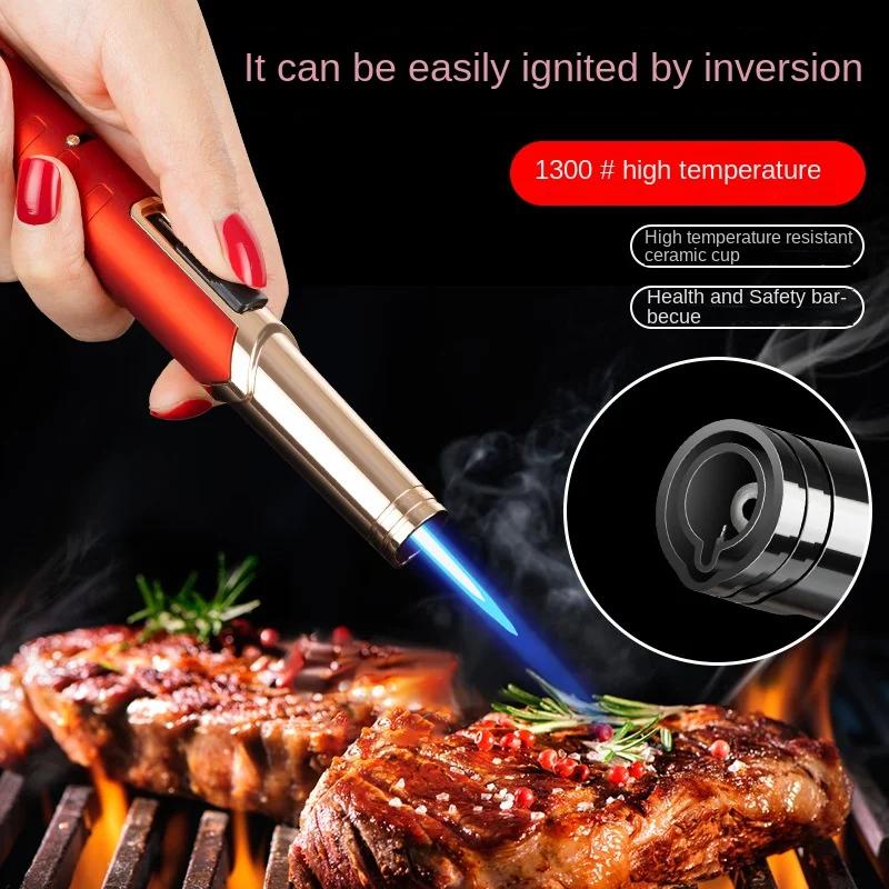 Metal Torch Windproof Lighter Refillable Pen Lighter Jet Flame Butane Lighter Kitchen BBQ Candle Camping Men's Gadget