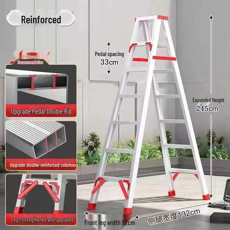 4m Aluminum Alloy A-Frame Ladder: Thickened, Non-Extendable, Foldable Household and Engineering Use