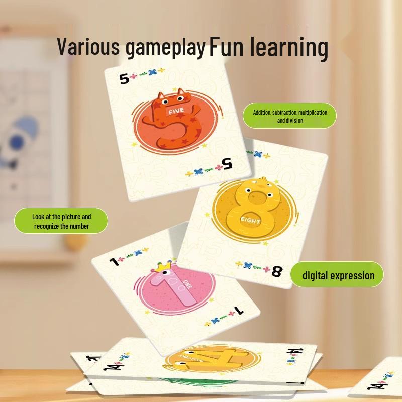 Children's Math Flashcards: Early Education Game for Addition, Subtraction, Multiplication & Division, Parent-Child Learning Toy