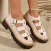 Women's Breathable Hollow Thick-Soled Loafers With Buckle Detail, Fashionable Comfortable Footwear, Available In Large Sizes.