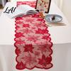 Autumn Indoor Home Accents Fall Table Runner Decorations Maples Leaves Lace Orange Hollow Embroidery Runner Harvest Thanksgiving Decorations