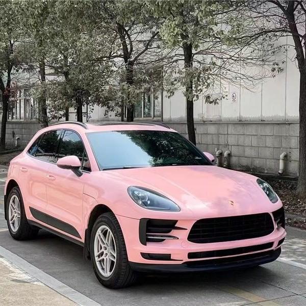 High Gloss PET Macaron Rouge Pink Car Wrap Film - Full Body Protection Sticker