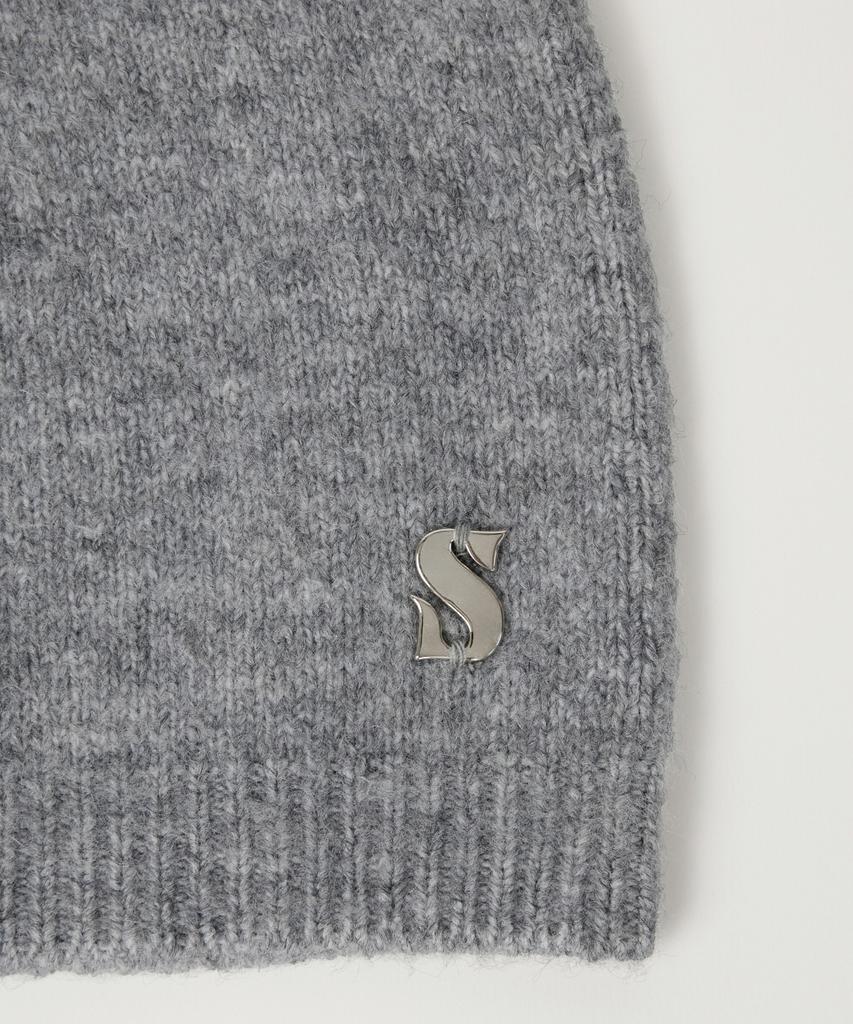 Seteo S Logo Brushed Beanie Melange Grey