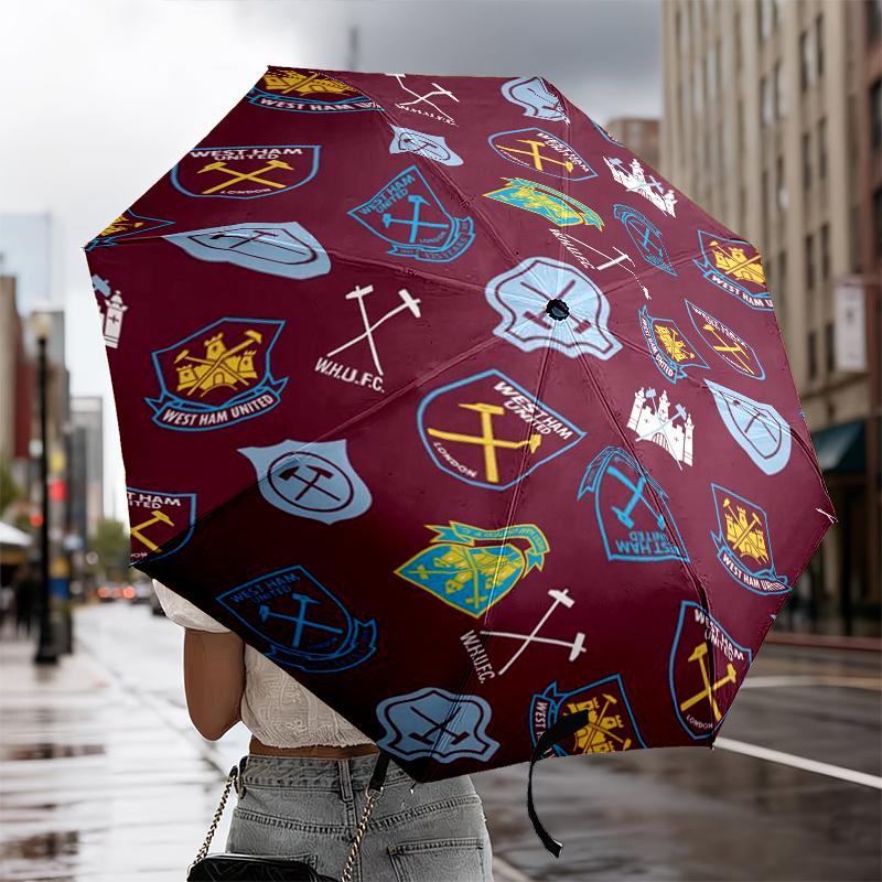 Ombrello con Emblema di Squadra di Calcio a 8 Stecche per Viaggio, Campeggio, Ombrello Leggero Portatile Casual, Essenziale per ogni Famiglia Regalo per le Vacanze