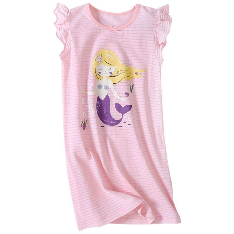 Girls' Sleepwear Dress Children's Pleated Short Sleeve Nightgown Loungewear