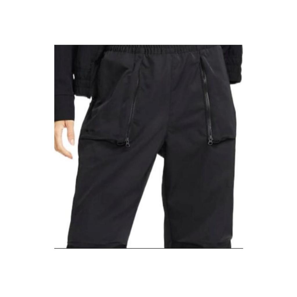 Nike Elastic Waist Zippered Pockets Straight-Leg Casual Pants Women Bottoms Black DQ6660-010