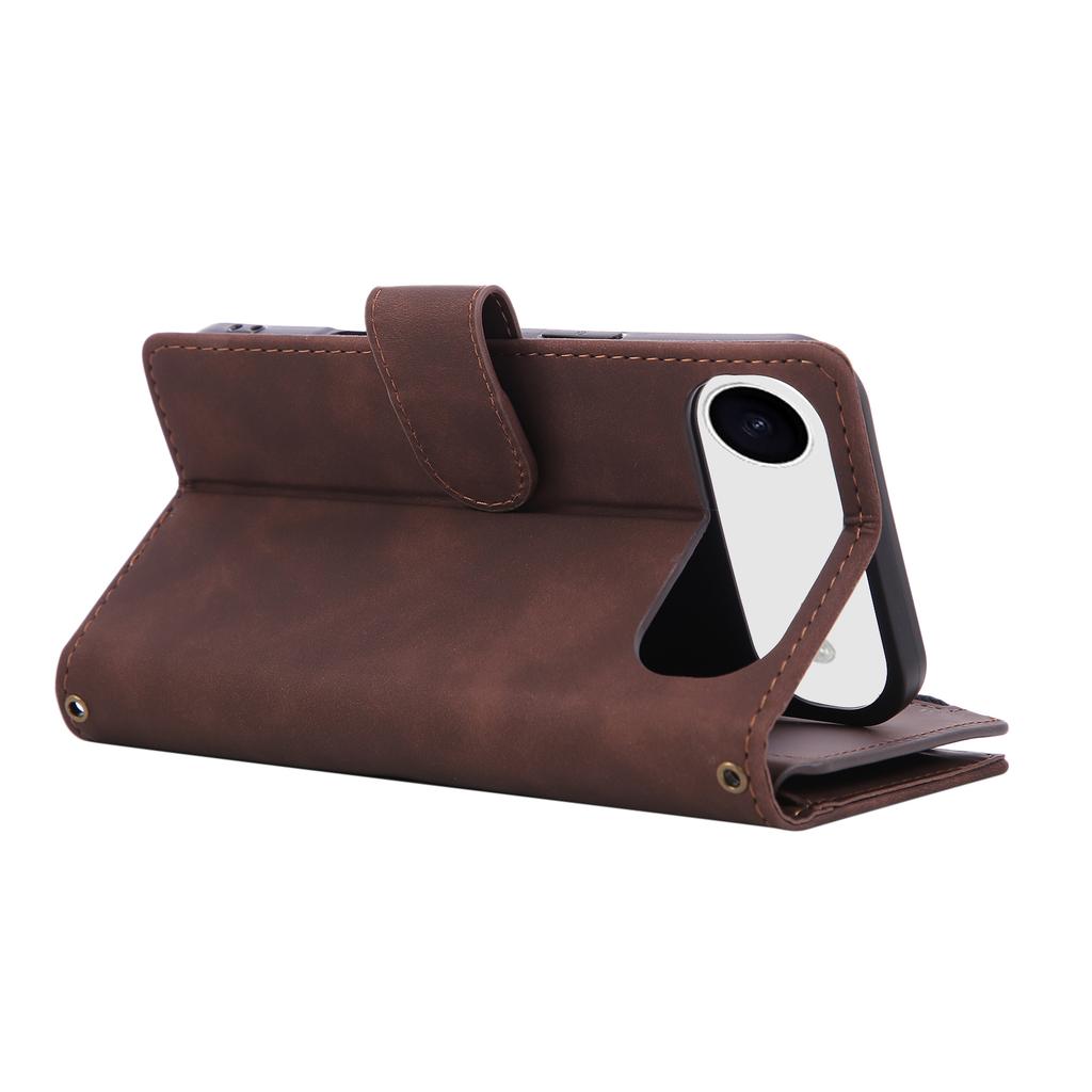 For iPhone Air Case Zipper Wallet Multiple Card Slots Leather Phone Cover with Wrist Strap