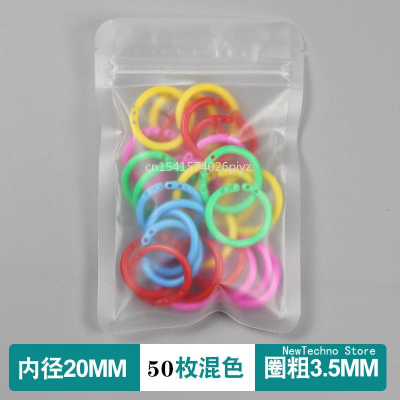 50Pcs Mixed Colors 15-40mm Plastic Ring Binder DIY Albums Circle Loose-leaf Book Hoops Opening Office Binding Supplies