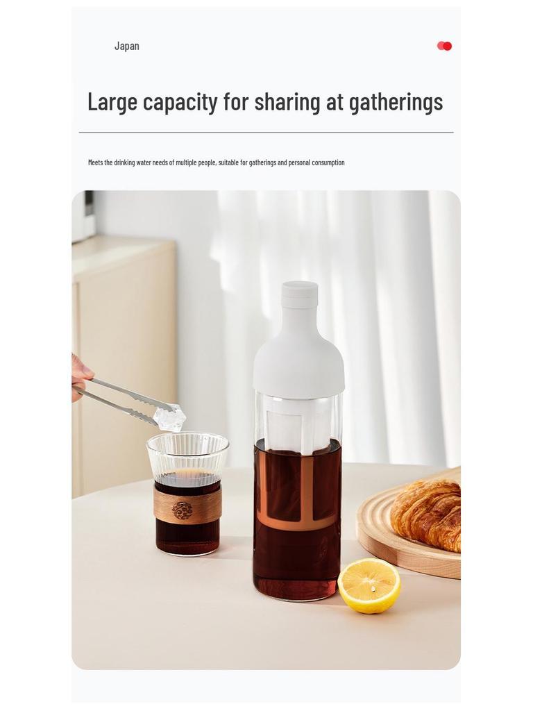 Wine Bottle Shaped Glass Kettle: High Borosilicate Glass for Cold Water, Hand Drip Coffee, or Fruit Tea with Strainer.