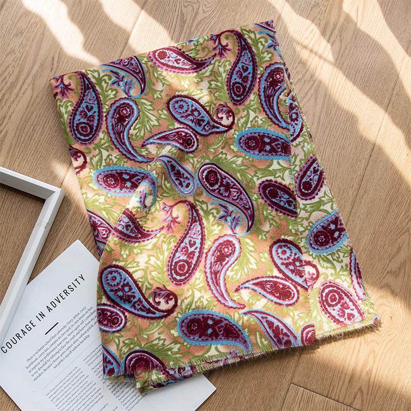 Winter Faux Cashmere Scarf Versatile Printed Shawl Warm Neck Warmer Retro Style