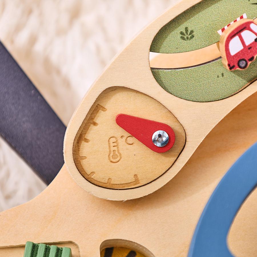 Montessori Busy Board Sensory Toys Wooden Steering Wheel Switch Control Board for Children Travel Activities Games Gifts Toy
