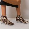 Leopard Low Heels Ankle Boots For Women 2025 Spring Autumn Point Toe Pumps Party Jazz Dance Footwear Shoes Ladies Large Size