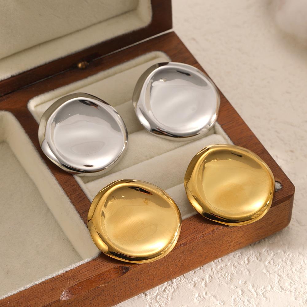 Stainless Steel Minimalist Oval PVD Plated Gold Mixed Color Ear Stud Women's Daily Waterproof Jewelry Accessorie Earrings