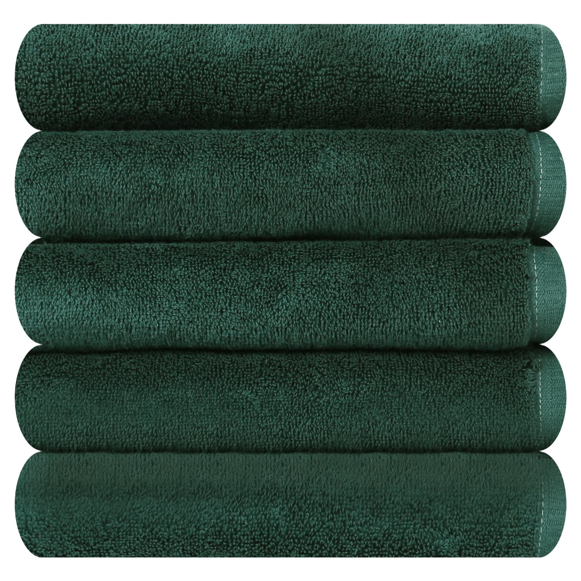 Songwol Towel New Daily Soft Volume 40 Face Towel 200g Combed Cotton, Dark Green, 5-Pack - Ultra-Thick High-Density Luxury Hotel Collection