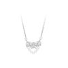 S925 sterling silver rhinestone bow pearl necklace for women, French design beautiful heart pendant, niche necklace