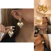 Trendy Heart-shaped Stud Earrings Gold Plated Zinc Alloy 2023 Winter Fashion