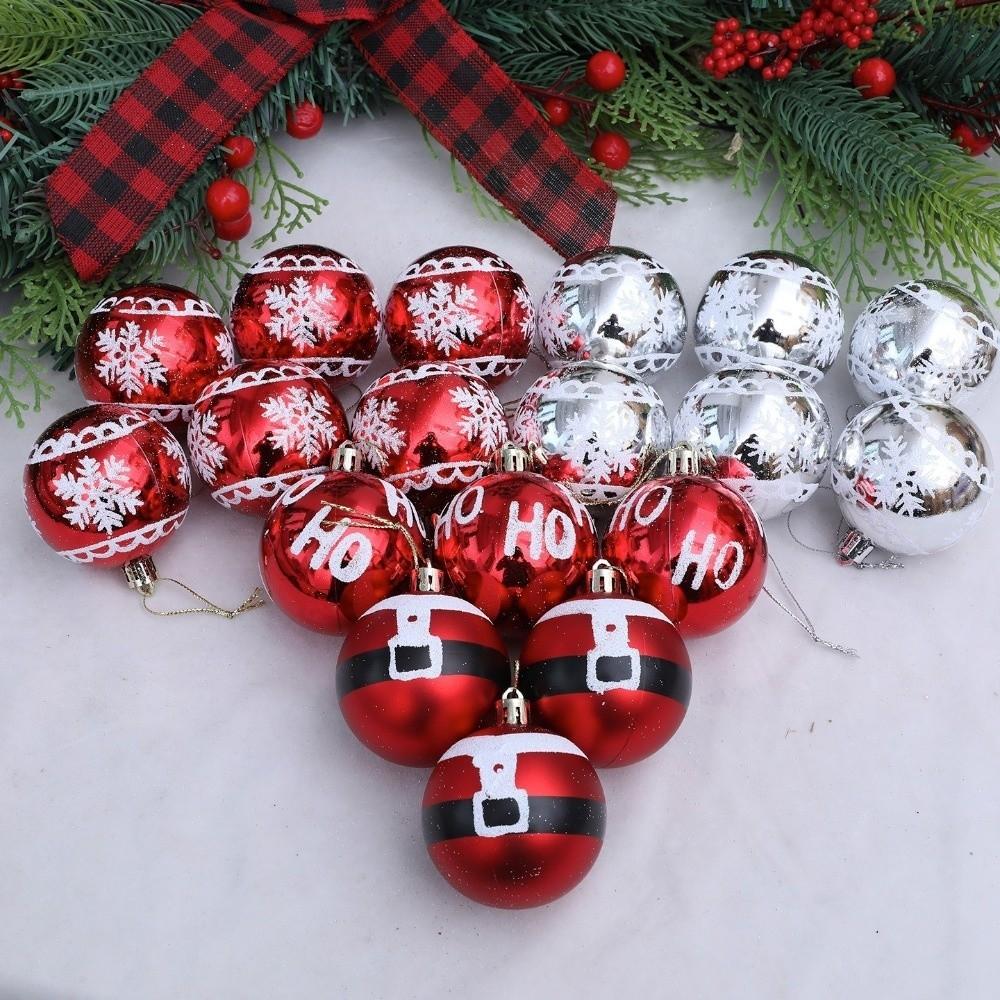 6PCS New Plastics Christmas Ball Pendant Electroplated 6cm Xmas Tree Charm DIY Christmas Supplies Merry Christmas