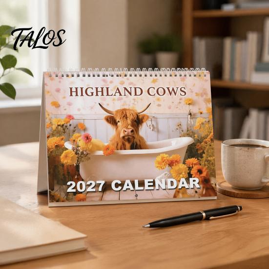 Durable Coil Calendar 2027 Wall Calendar, Decorative Monthly Planner with Metal Twin-Wire Binding for Easy Page Turning And Time Management, Desk Home