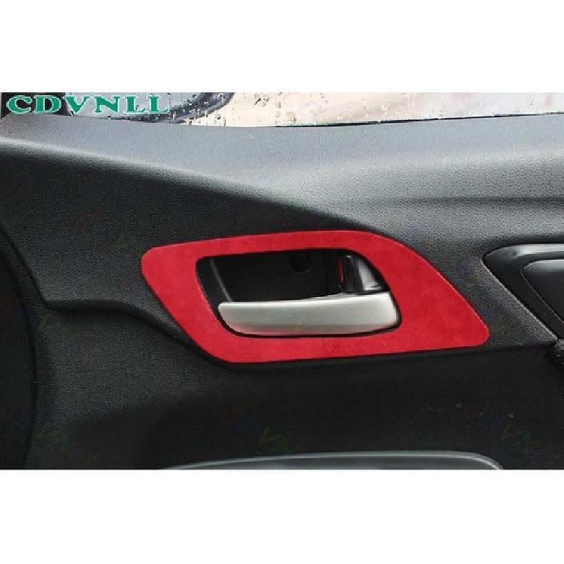 Inner Door Handle Decor Frame Cover 4PCS For Honda Fit/Jazz 2014- Red Suede