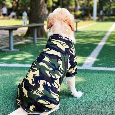 Large Dog Camouflage T-Shirt Breathable Summer Pet Clothes for Golden Retriever Labrador Thin Mesh Dog Vest Outdoor Sunproof