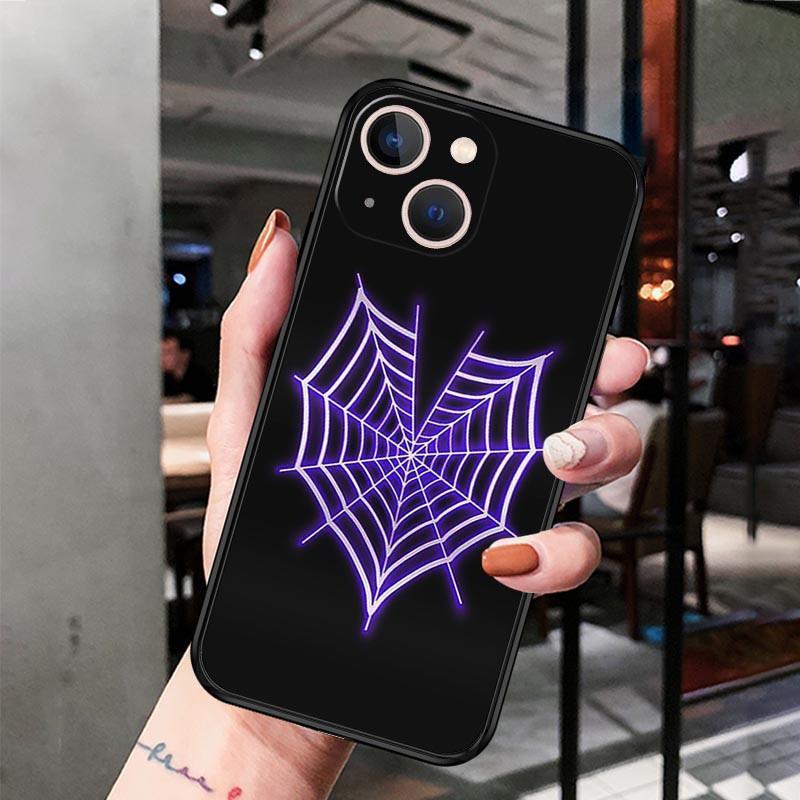 Apple Iphone15 Mobile Phone Case Luxury Color Spider Web Spider Web Mobile Phone Case Hair Painting Anti-Drop Huawei Three