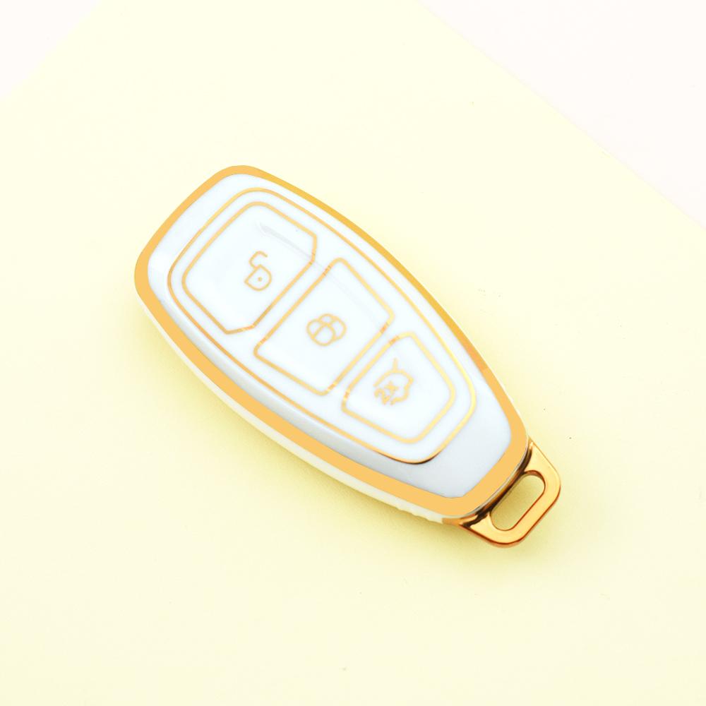 Gold Edge Shell Keyless Holder Fob For Ford Kuga Focus ST Fusion Fiesta Focus 3 4 Mondeo Ecosport TPU Car Smart Key Case Cover Accessories