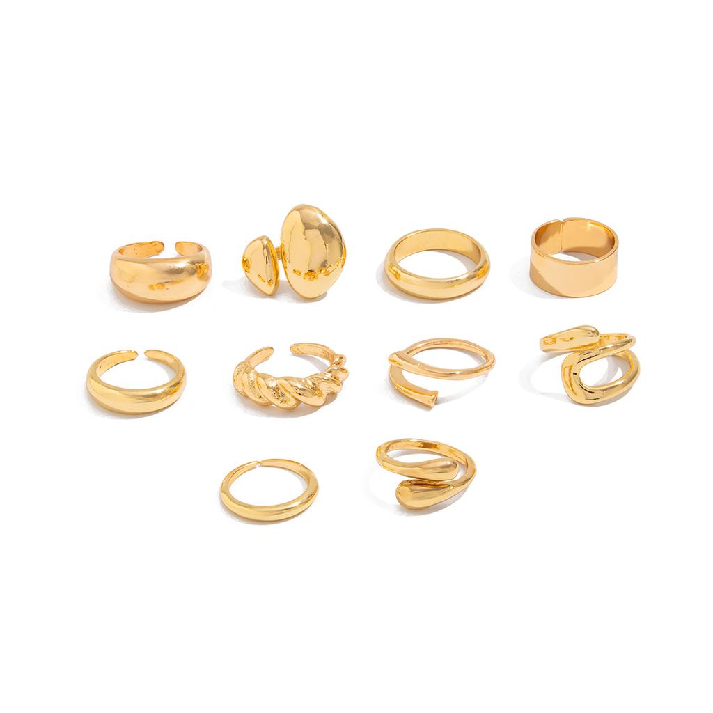 Design Sense Metal Cross-Pleated Ring Set, Hip Hop Water Drop Hug Glossy Ring Woman